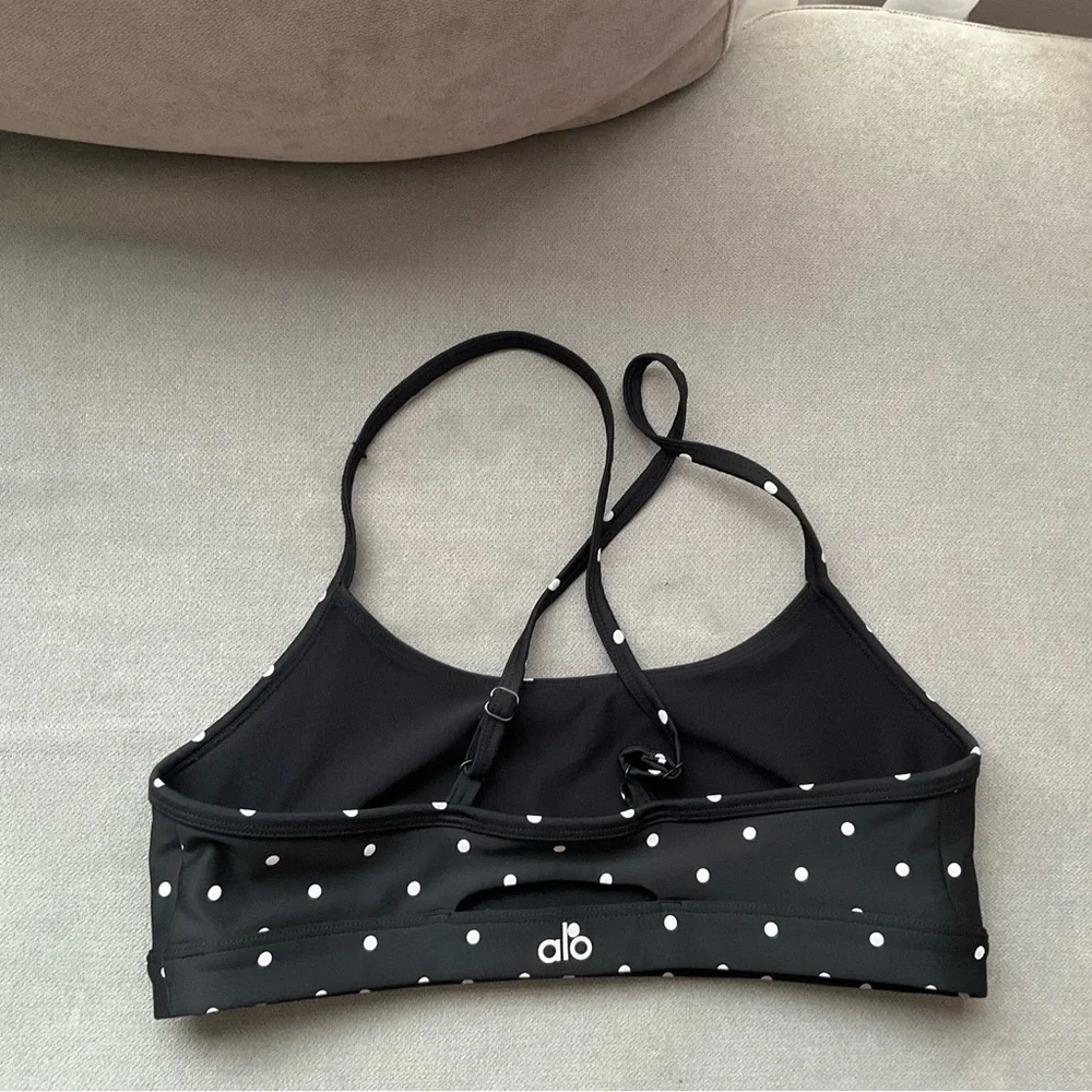 Alo Yoga Airlift Intrigue Polka Dot Bra Black/White M